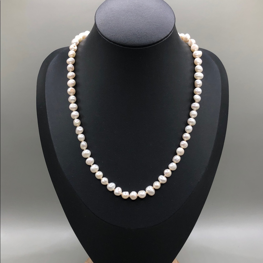 Genuine cultured baroque pearls necklace sterling silver 925 clasp classic style - Picture 7 of 7